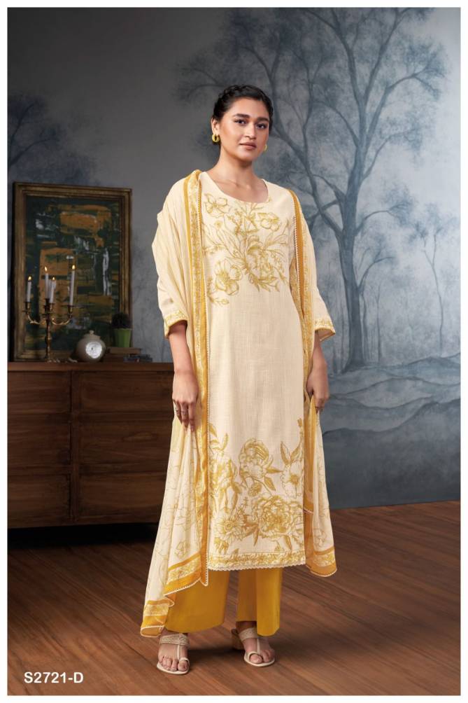 Dhanvi 2721 By Ganga Printed Premium Linen Cotton Dress Material Wholesale Shop In Surat